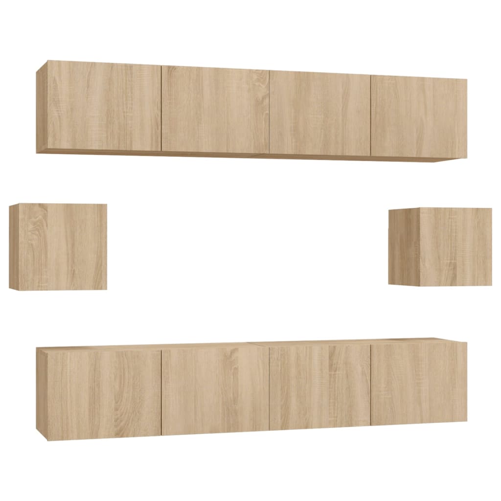6-tlg. TV-Schrank-Set Sonoma-Eiche Holzwerkstoff