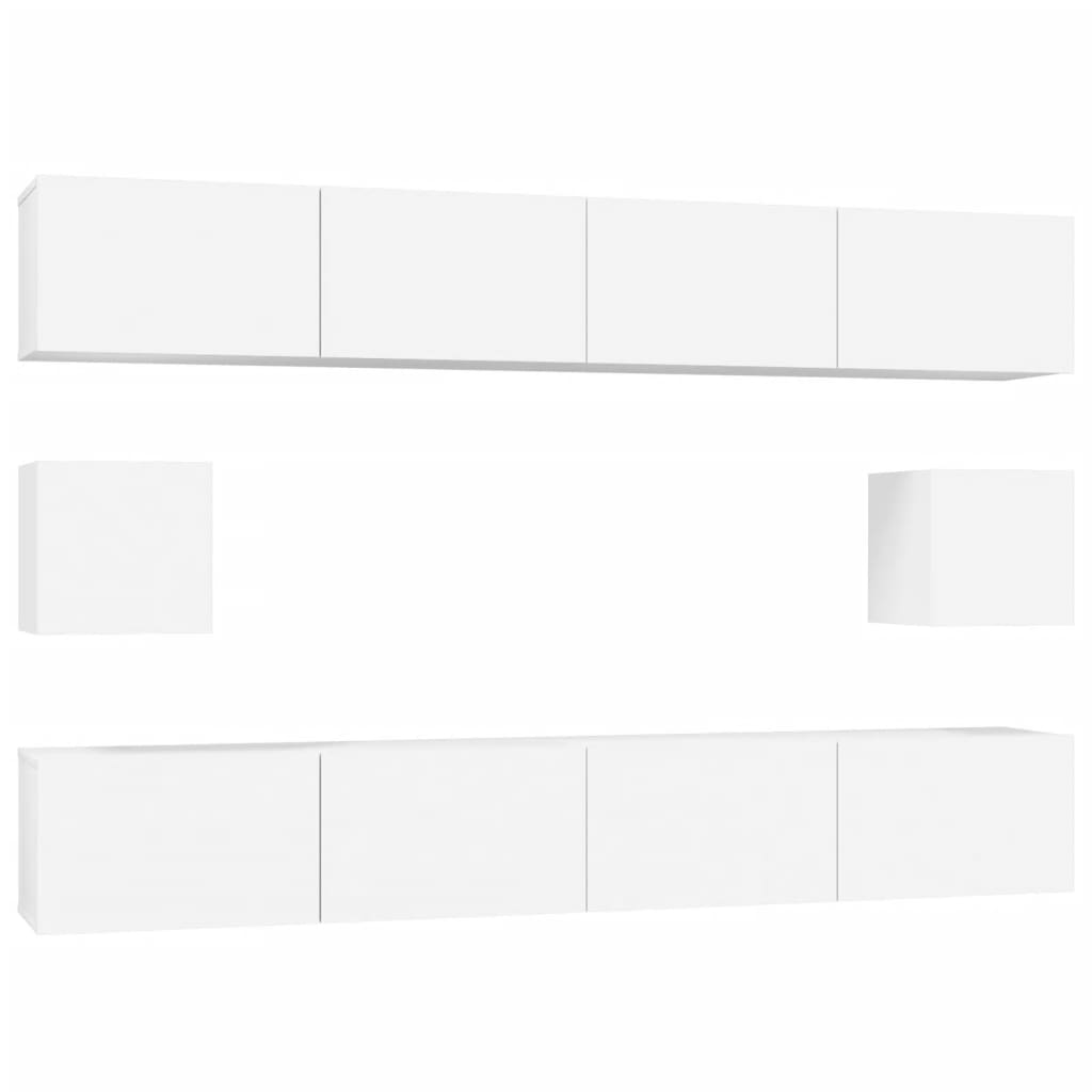 Ensemble de meubles TV 6 pièces en bois blanc