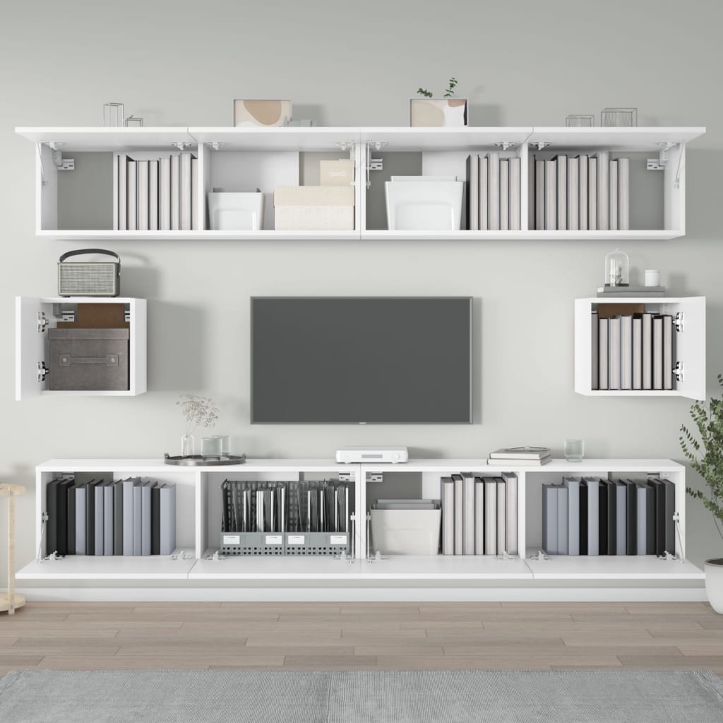 Ensemble de meubles TV 6 pièces en bois blanc