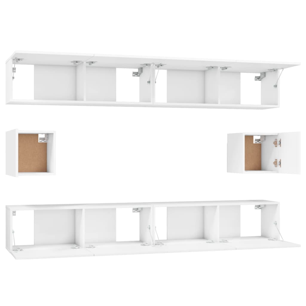 Ensemble de meubles TV 6 pièces en bois blanc