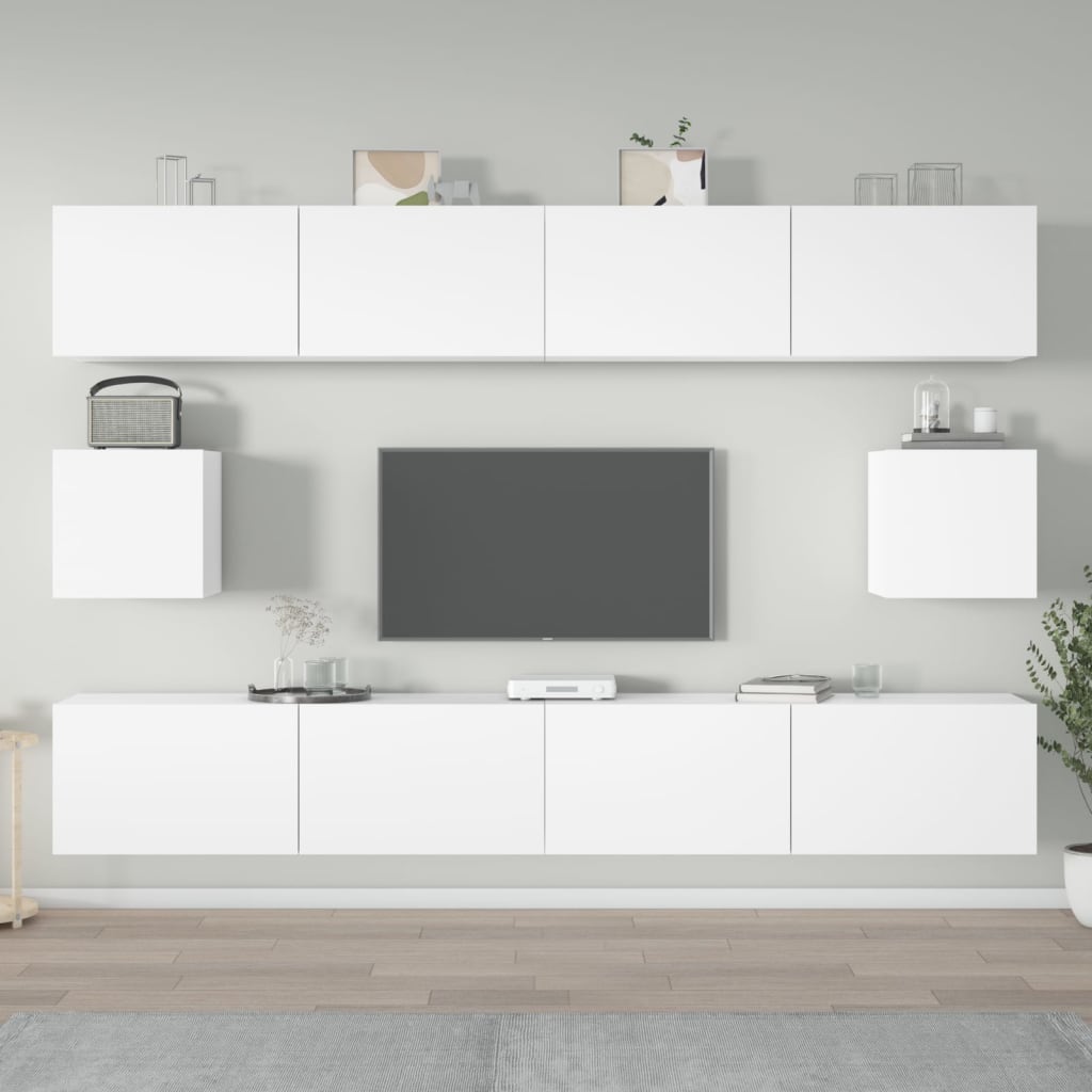 Ensemble de meubles TV 6 pièces en bois blanc
