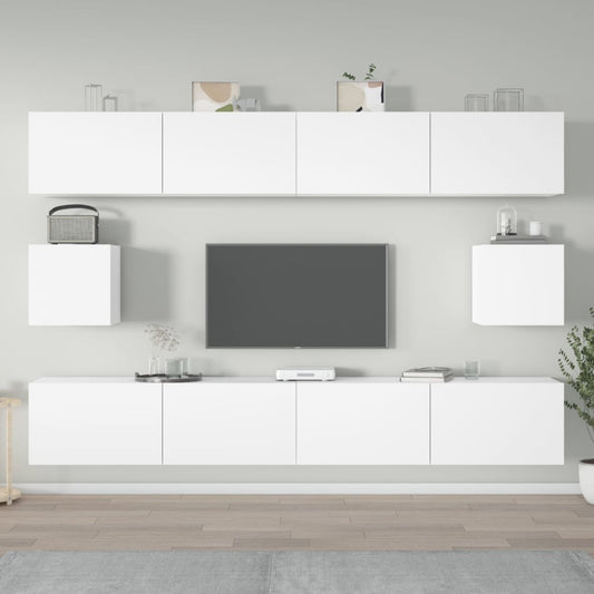 Ensemble de meubles TV 6 pièces en bois blanc