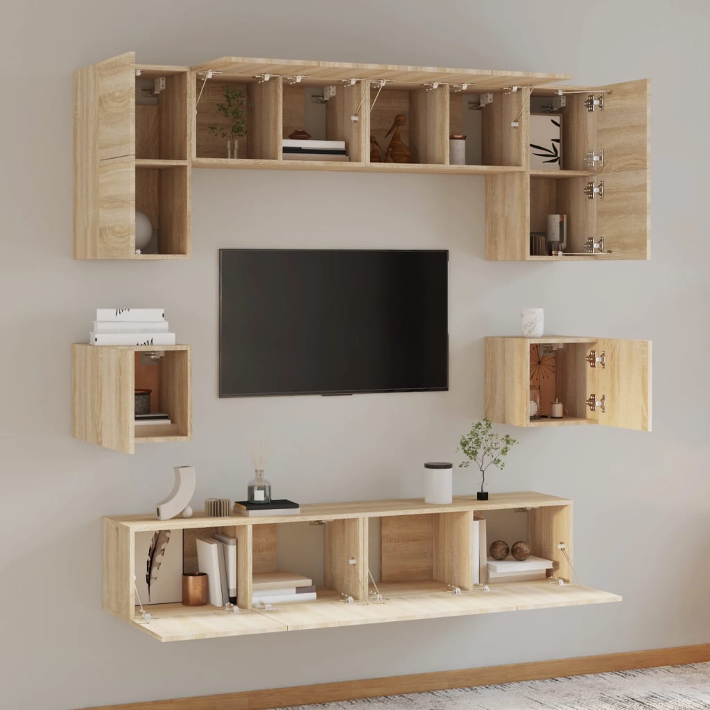 8-piece TV cabinet set Sonoma oak wood material