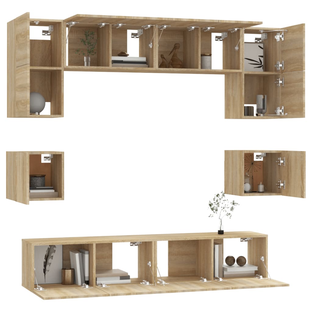 8-piece TV cabinet set Sonoma oak wood material