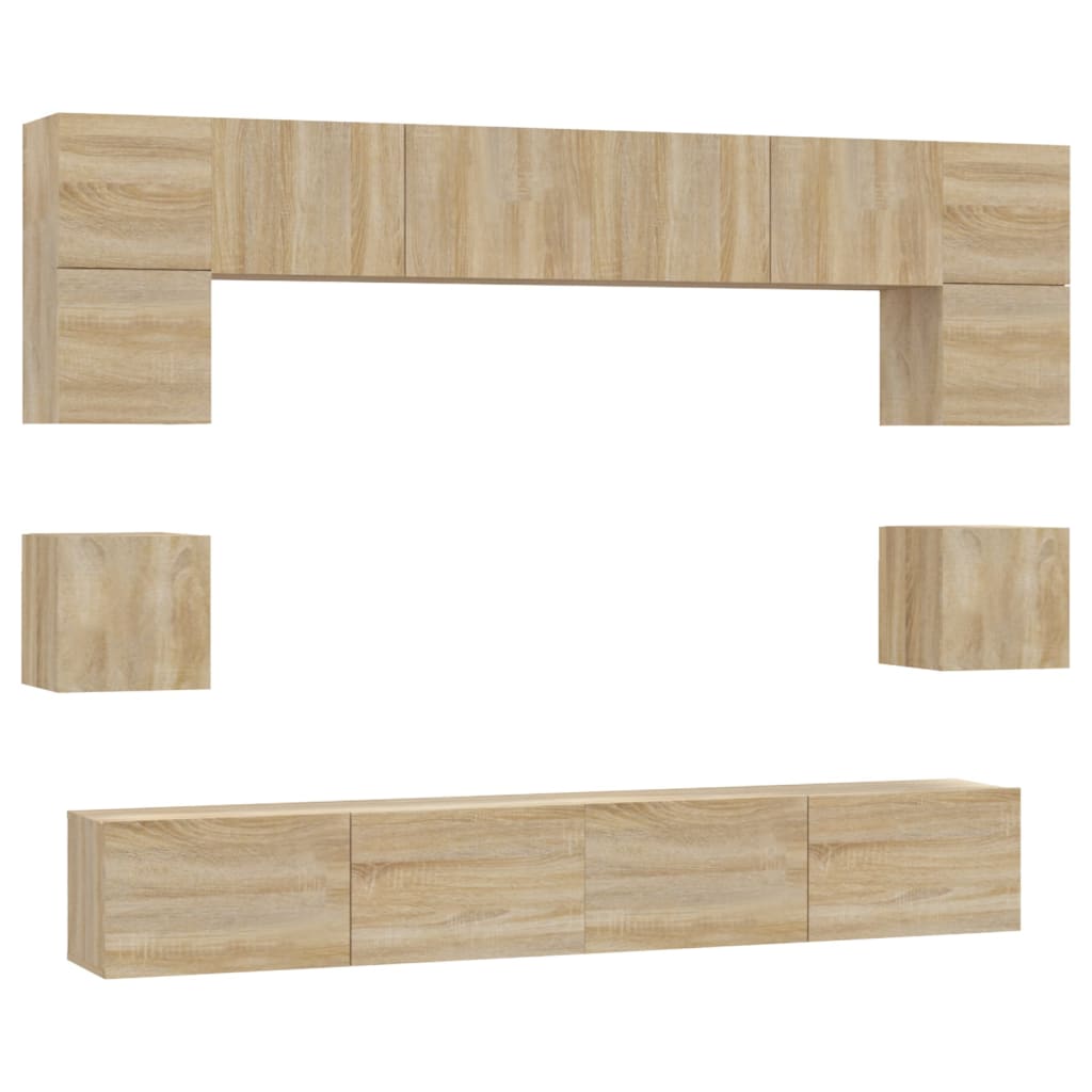 8-piece TV cabinet set Sonoma oak wood material