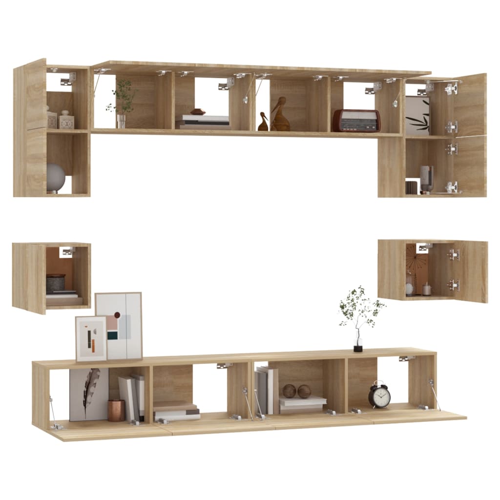 8-piece TV cabinet set Sonoma oak wood material