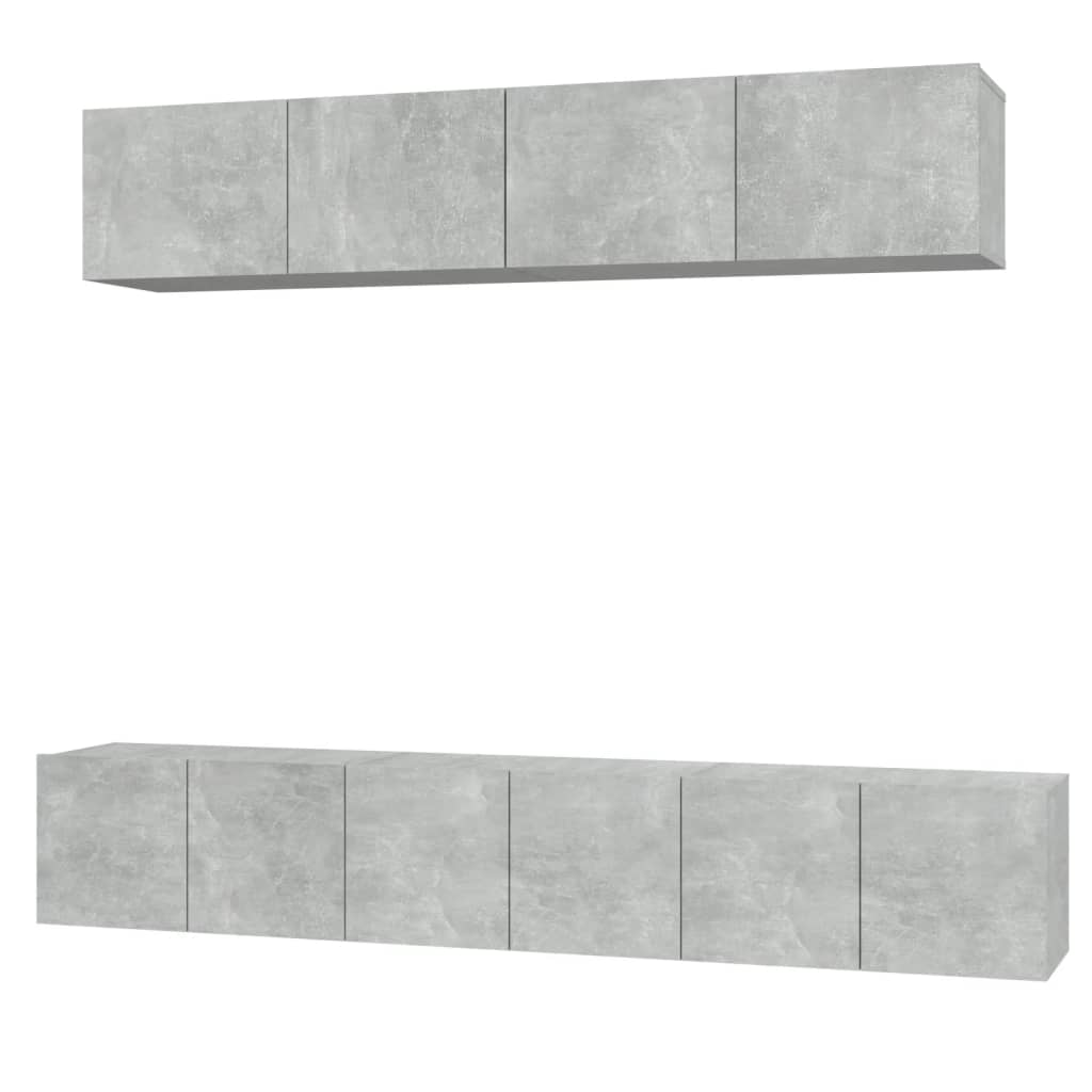 Ensemble de meubles TV 5 pièces en béton gris à base de bois