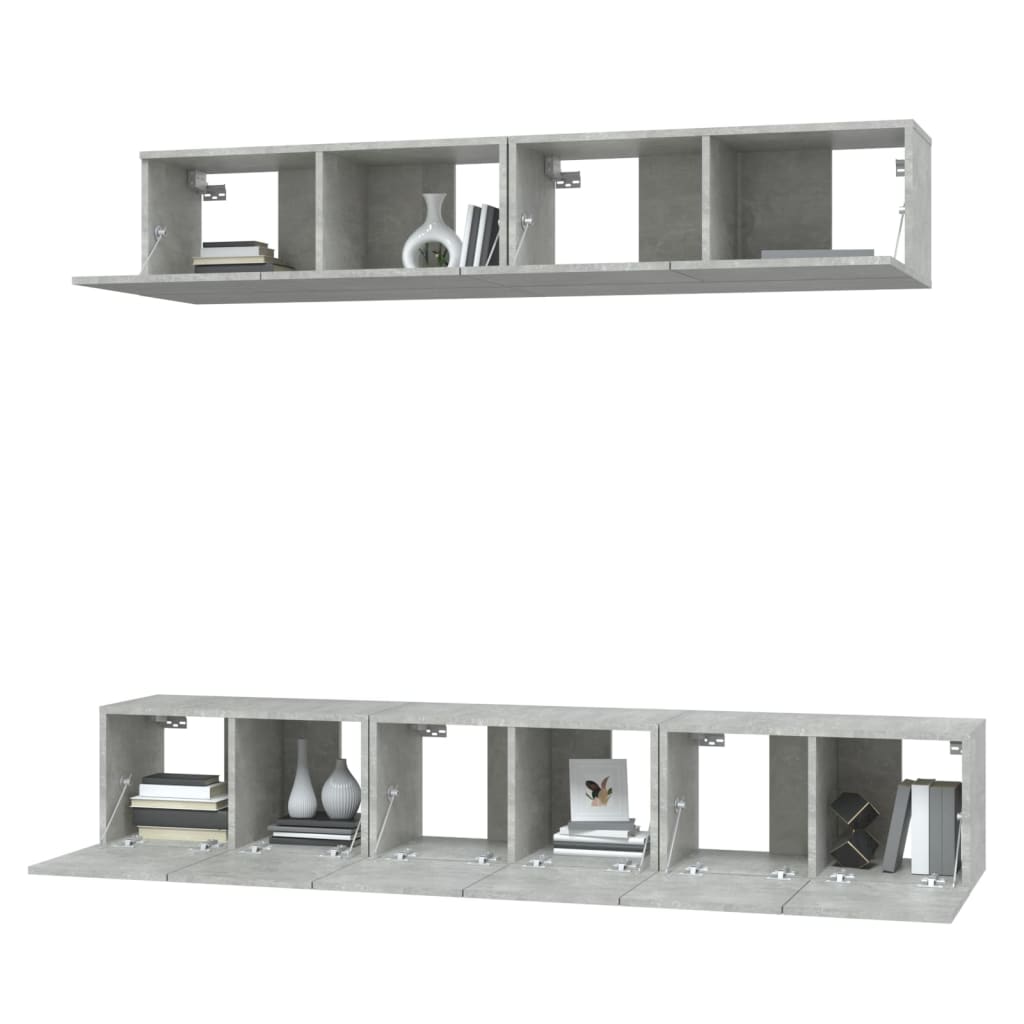 Ensemble de meubles TV 5 pièces en béton gris à base de bois