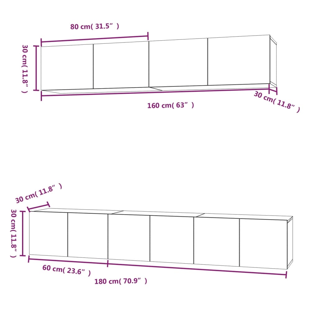 Ensemble de meubles TV 5 pièces en béton gris à base de bois