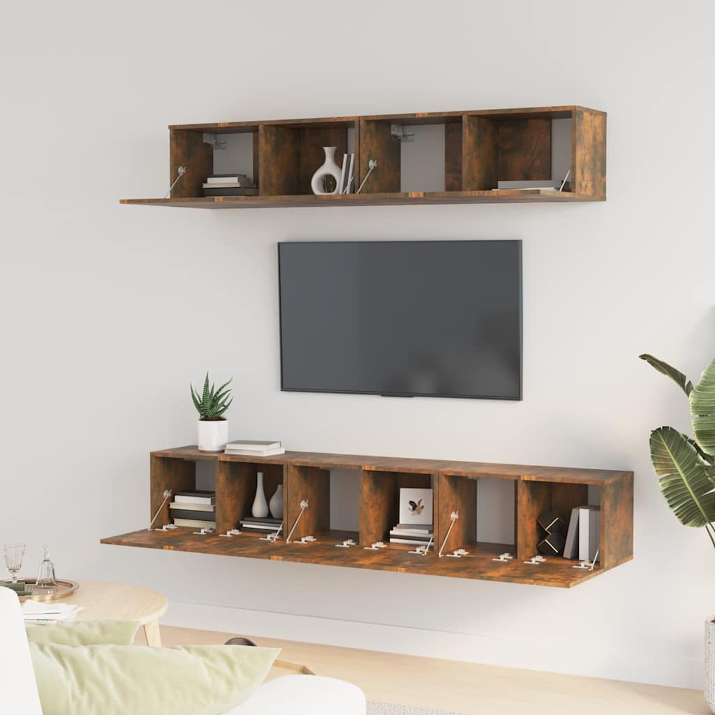 5-tlg. TV-Schrank-Set Räuchereiche Holzwerkstoff