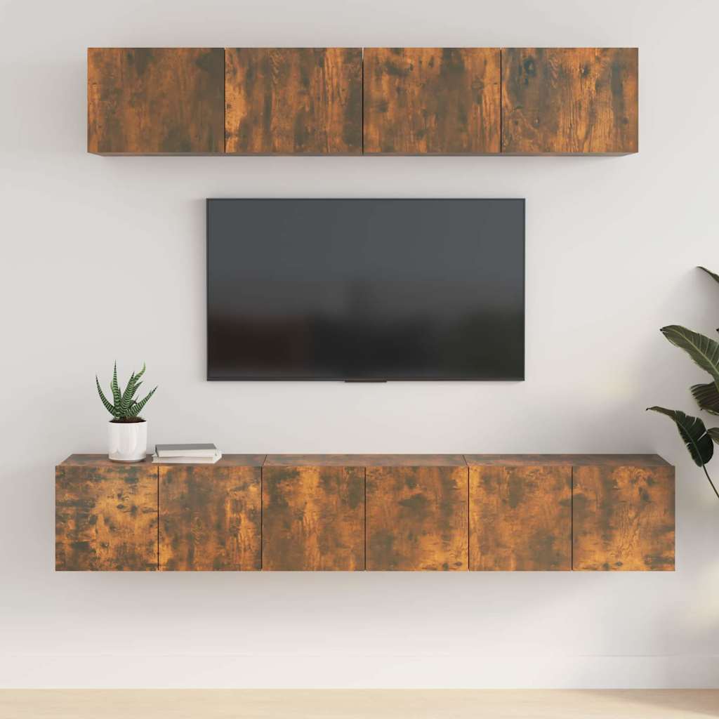 5-tlg. TV-Schrank-Set Räuchereiche Holzwerkstoff