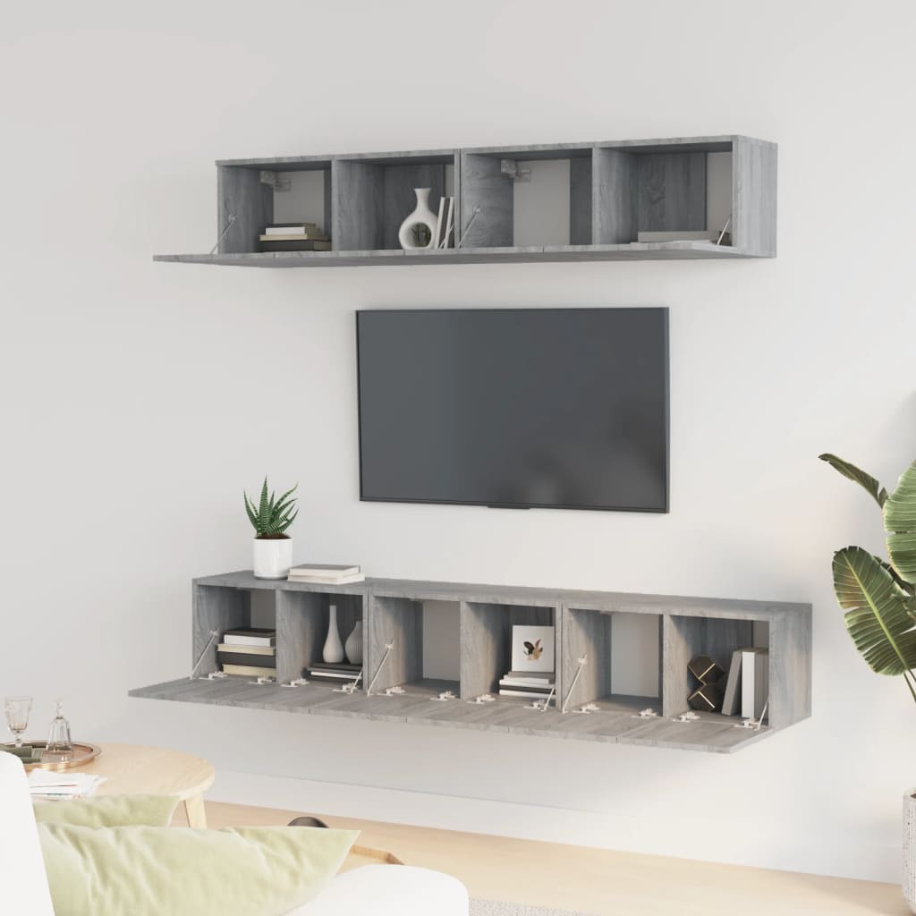 5-tlg. TV-Schrank-Set Grau Sonoma Holzwerkstoff