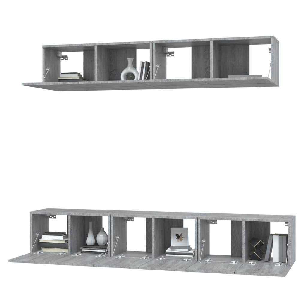 5-tlg. TV-Schrank-Set Grau Sonoma Holzwerkstoff
