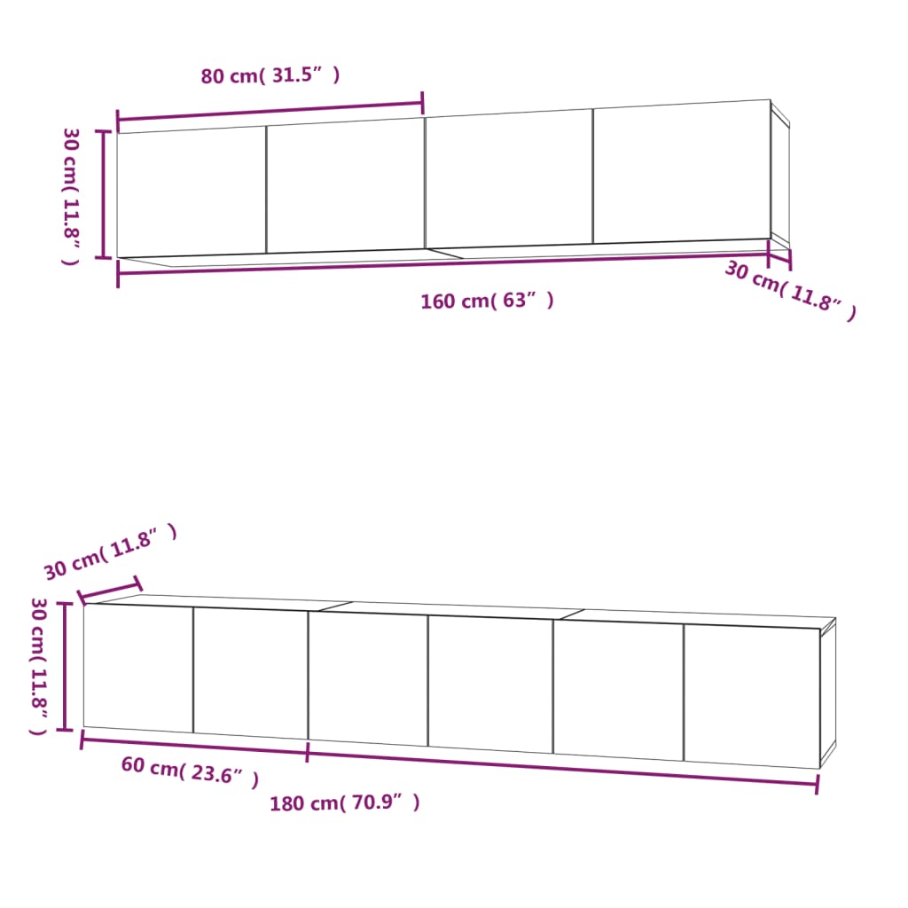 5-tlg. TV-Schrank-Set Grau Sonoma Holzwerkstoff