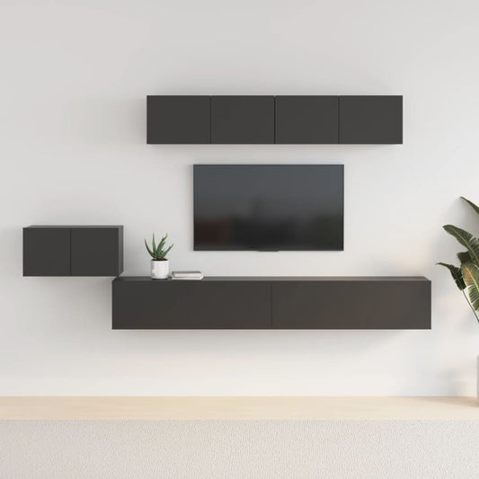 Ensemble de meubles TV 5 pièces, matériau à base de bois noir