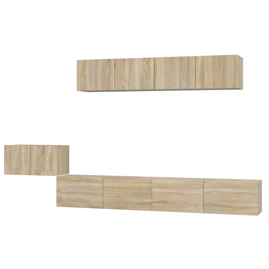 Ensemble de meubles TV 5 pièces en bois de chêne Sonoma