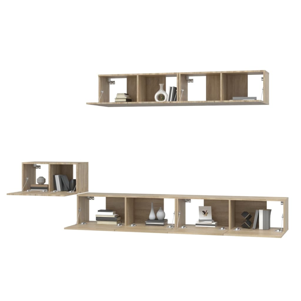 Ensemble de meubles TV 5 pièces en bois de chêne Sonoma
