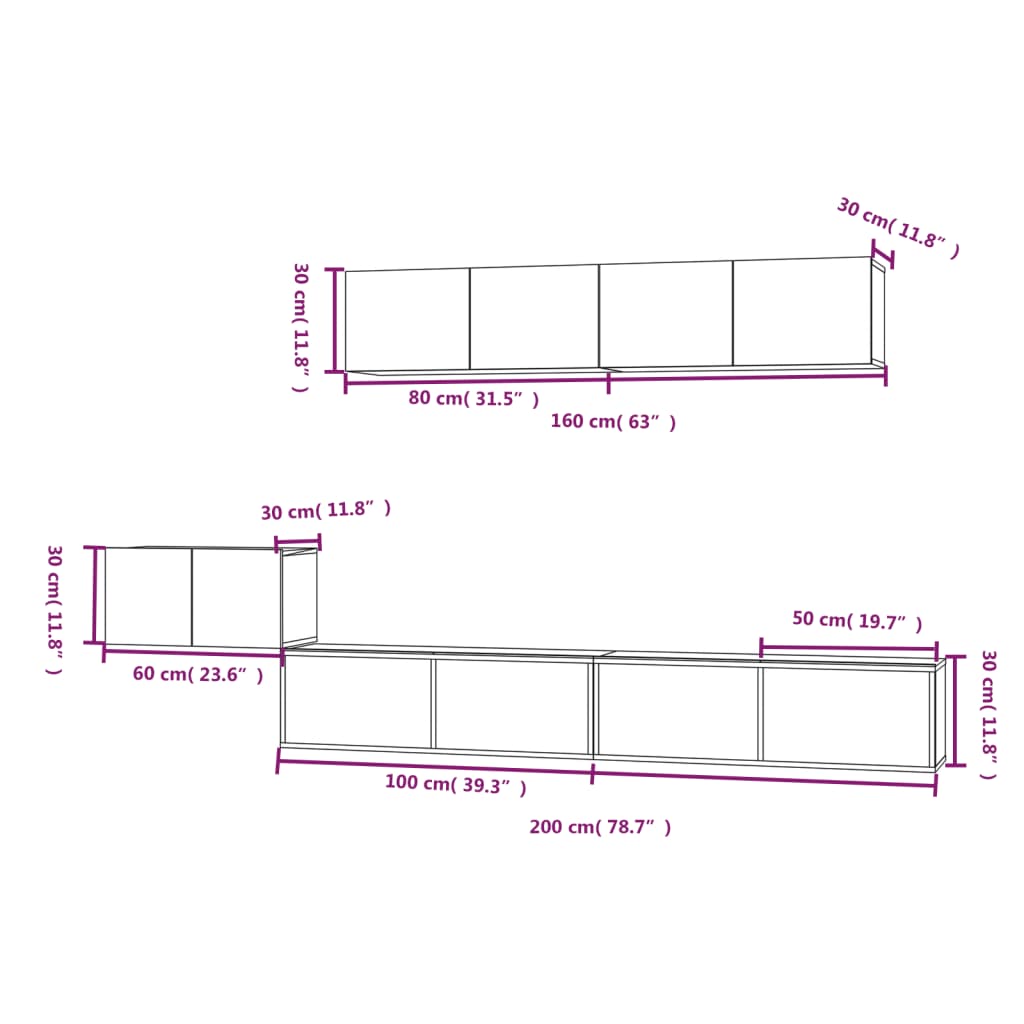 5-tlg. TV-Schrank-Set Grau Sonoma Holzwerkstoff