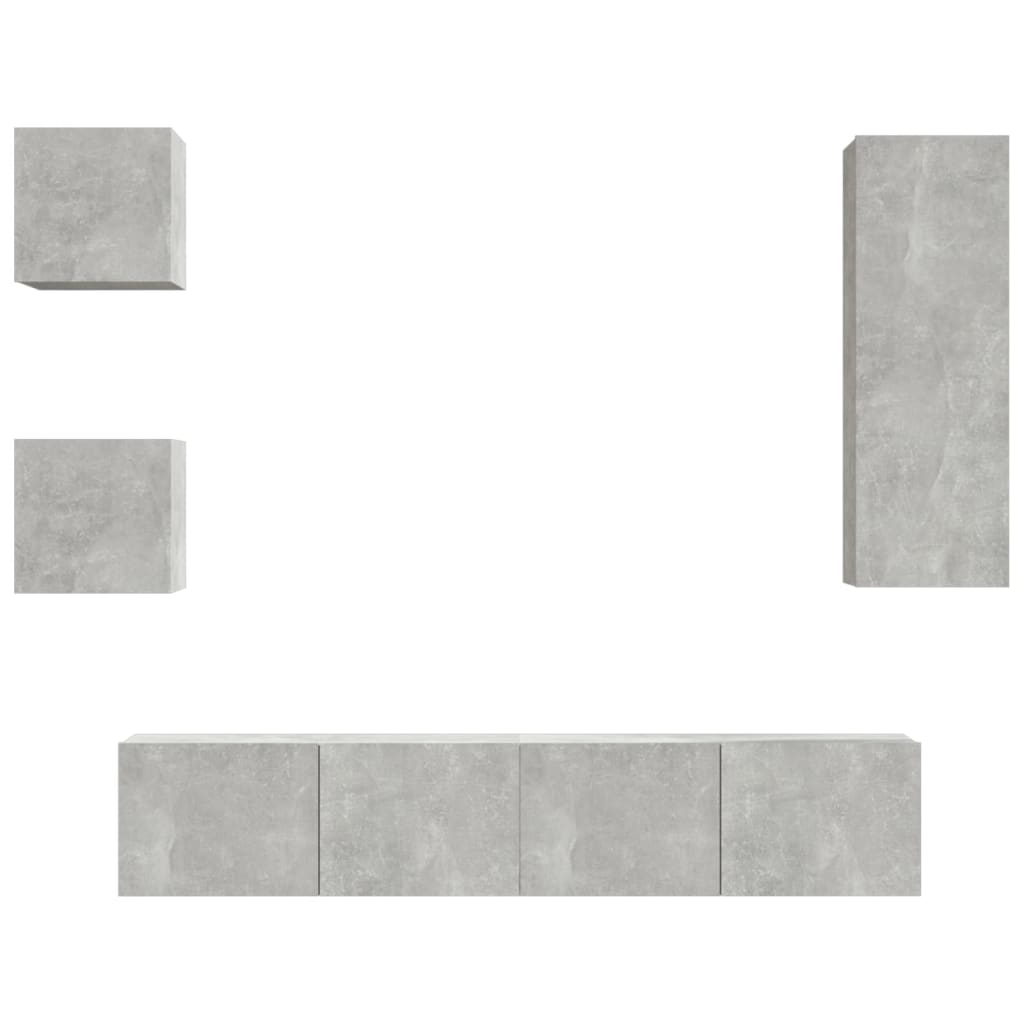 Ensemble de meubles TV 5 pièces en béton gris à base de bois