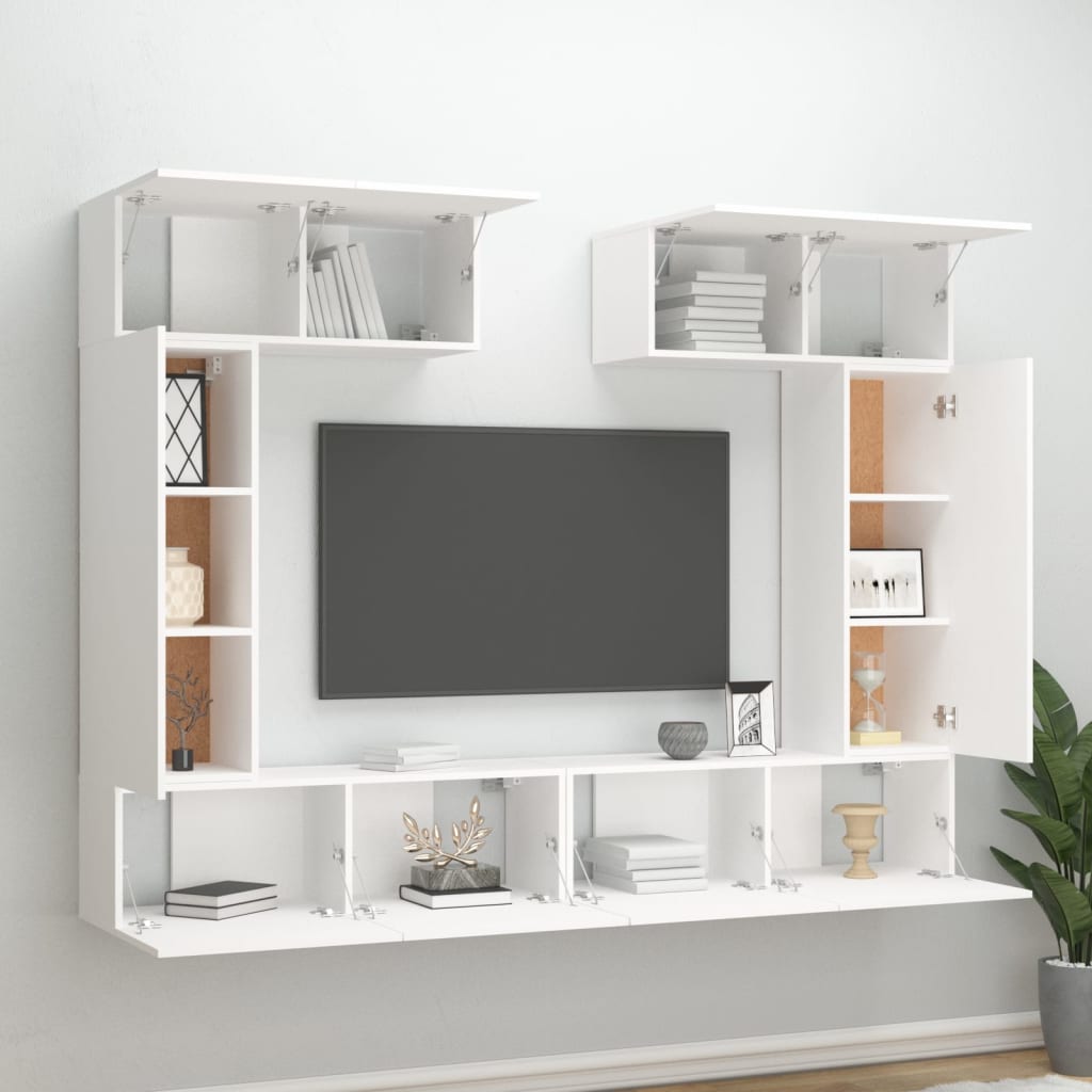 6-tlg. TV-Schrank-Set Weiß Holzwerkstoff