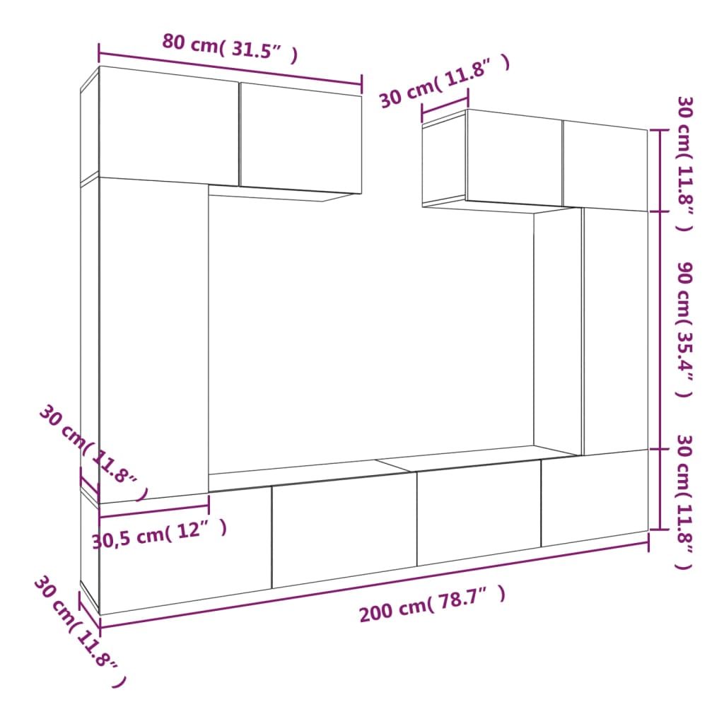 6-tlg. TV-Schrank-Set Weiß Holzwerkstoff