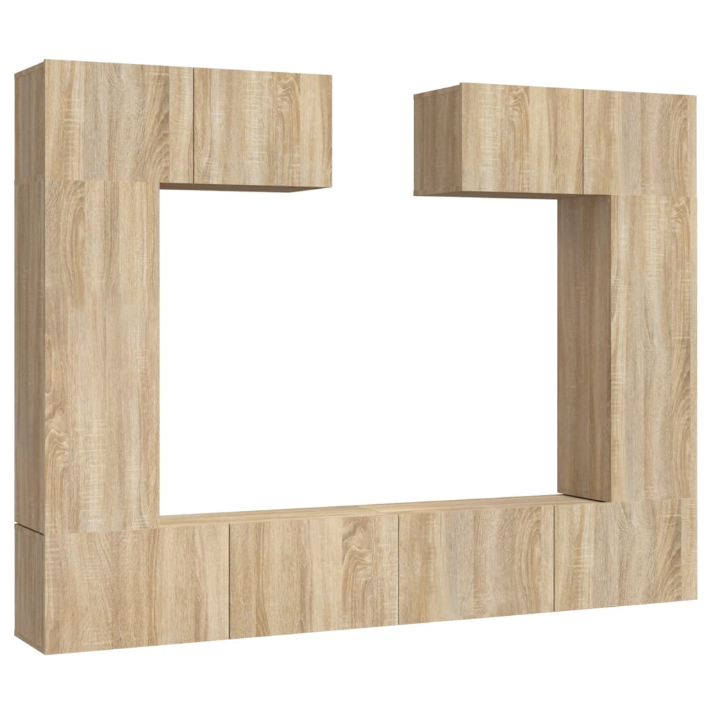 Ensemble de meubles TV 6 pièces en bois de chêne Sonoma