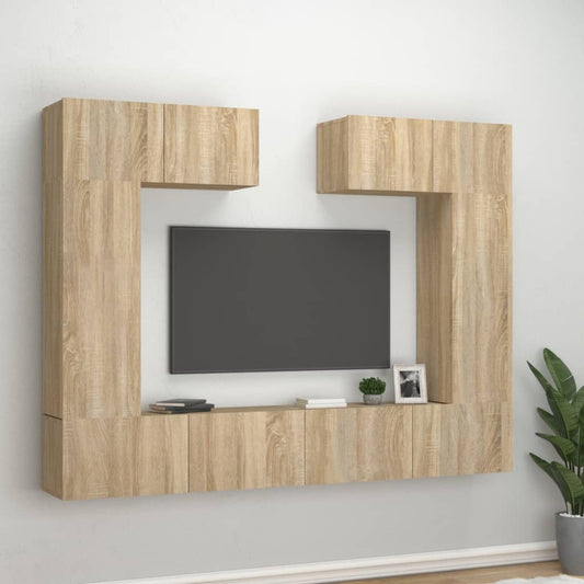 Ensemble de meubles TV 6 pièces en bois de chêne Sonoma