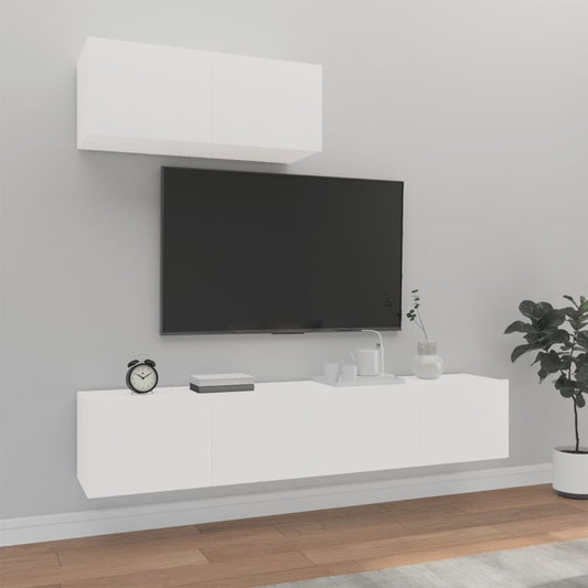 Ensemble de meubles TV 3 pièces en bois blanc