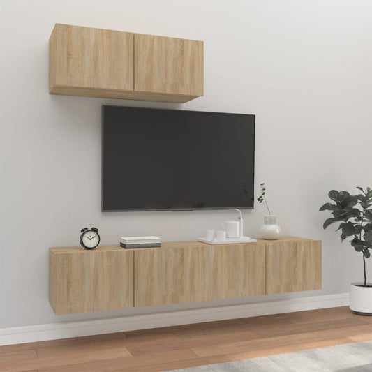 Ensemble de meubles TV 3 pièces en bois de chêne Sonoma