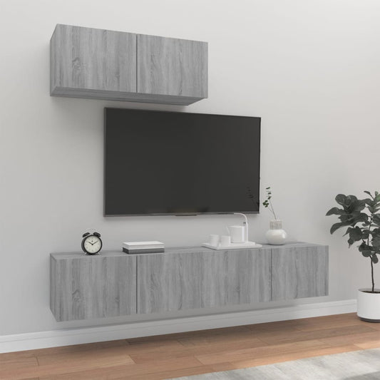 Ensemble de meubles TV 3 pièces, en bois de Sonoma gris