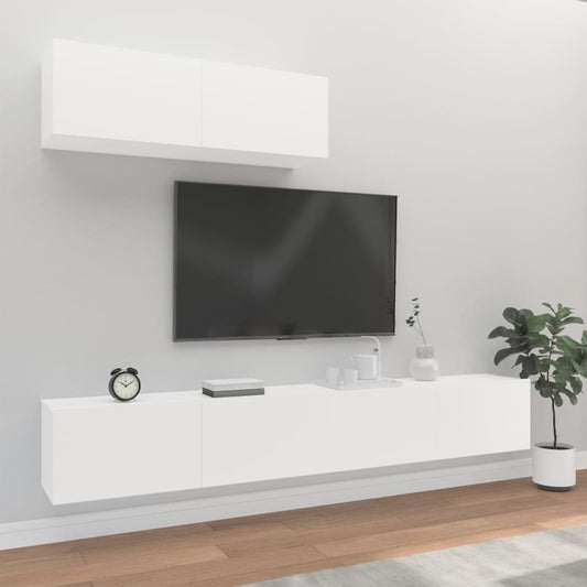 Ensemble de meubles TV 3 pièces en bois blanc