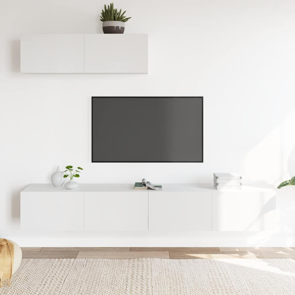 3-tlg. TV-Schrank-Set Weiß Holzwerkstoff