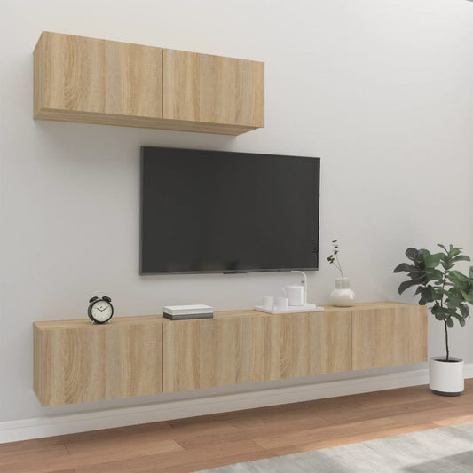 Ensemble de meubles TV 3 pièces en bois de chêne Sonoma
