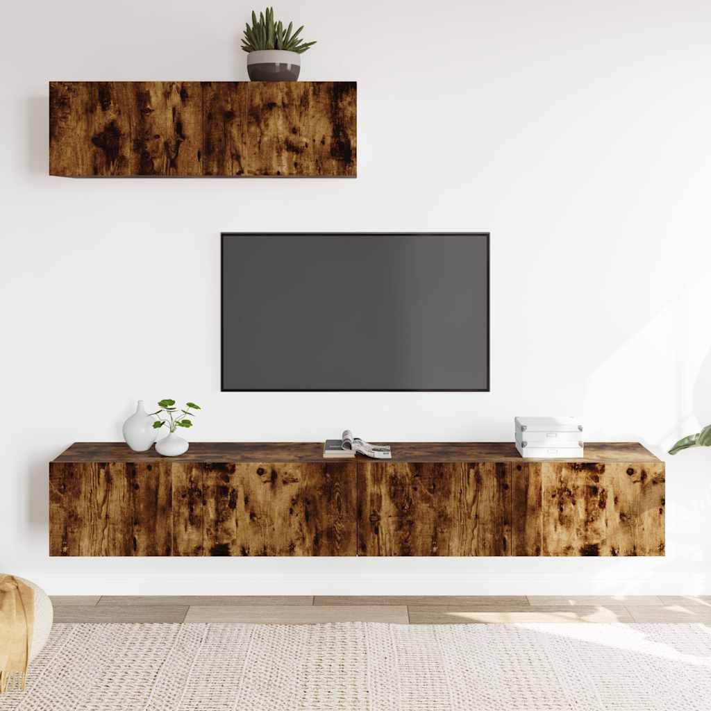 3-tlg. TV-Schrank-Set Räuchereiche Holzwerkstoff