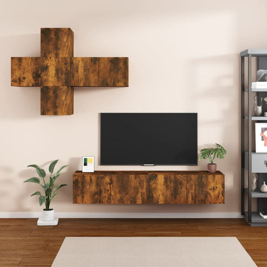 Ensemble de meubles TV 7 pièces en bois de chêne fumé