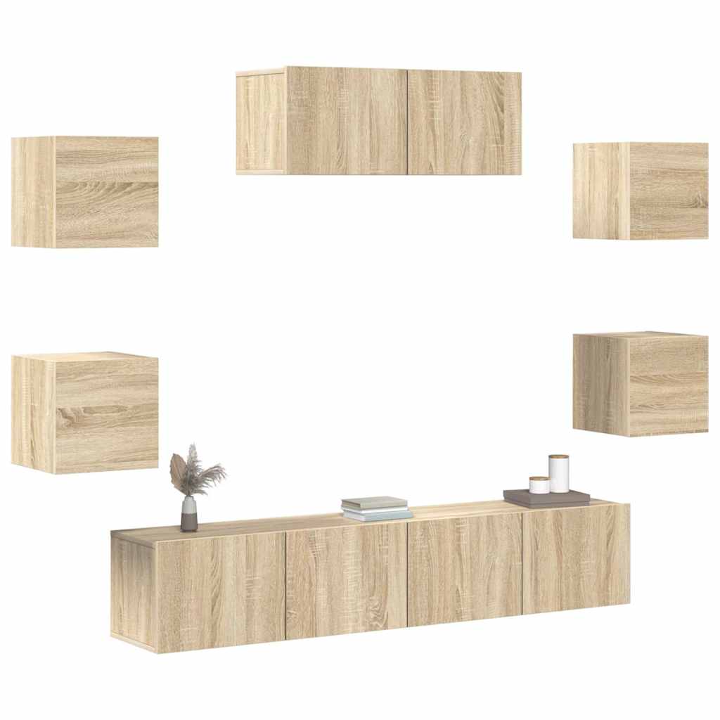 7-tlg. TV-Schrank-Set Sonoma-Eiche Holzwerkstoff