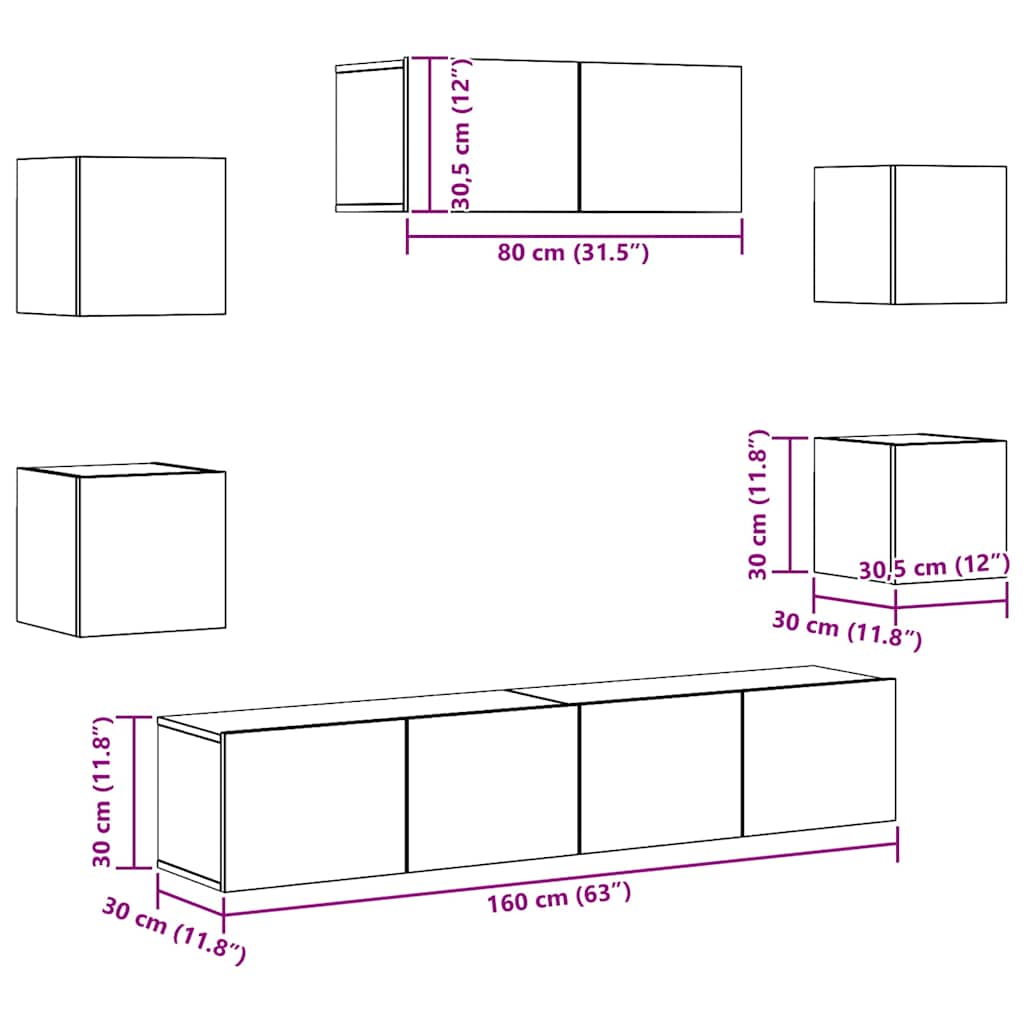 7-tlg. TV-Schrank-Set Sonoma-Eiche Holzwerkstoff