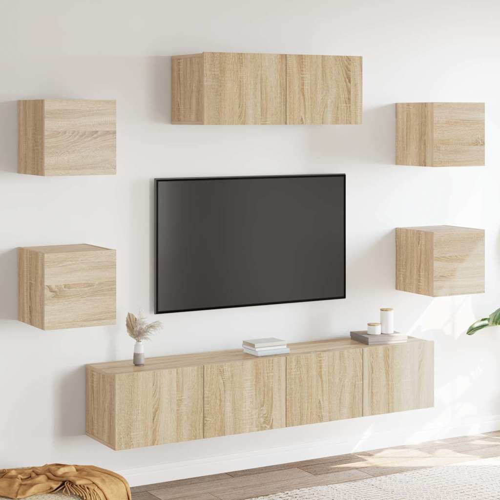 7-tlg. TV-Schrank-Set Sonoma-Eiche Holzwerkstoff