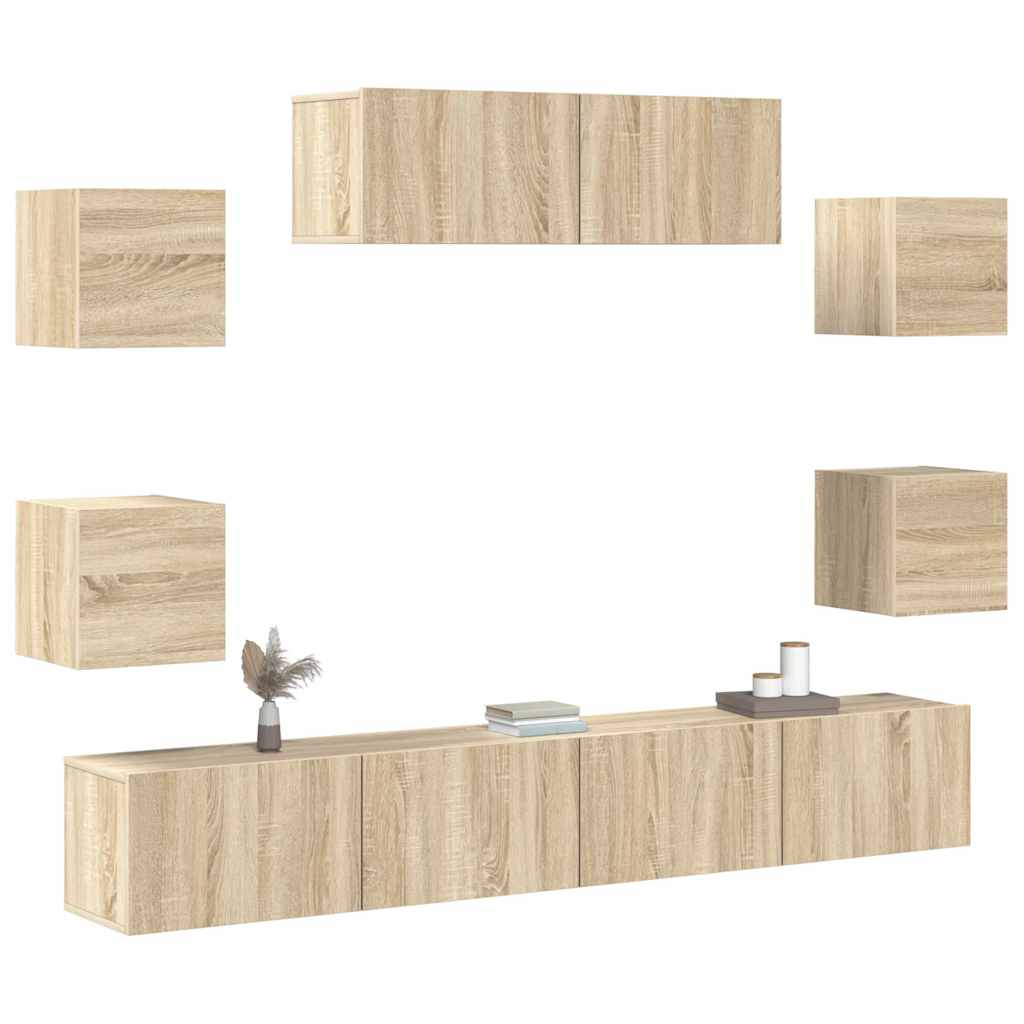 7-tlg. TV-Schrank-Set Sonoma-Eiche Holzwerkstoff