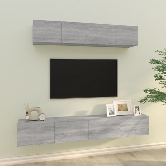 Ensemble de meubles TV 4 pièces, en bois de Sonoma gris