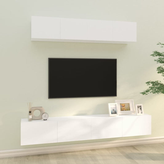 Ensemble de meubles TV 4 pièces en bois blanc