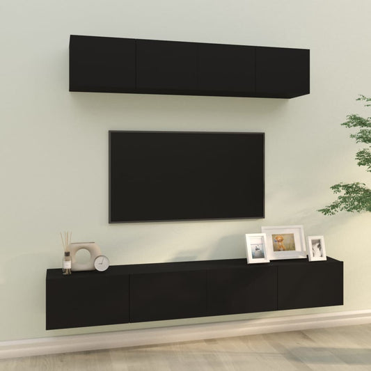 Ensemble de meubles TV 4 pièces en bois noir