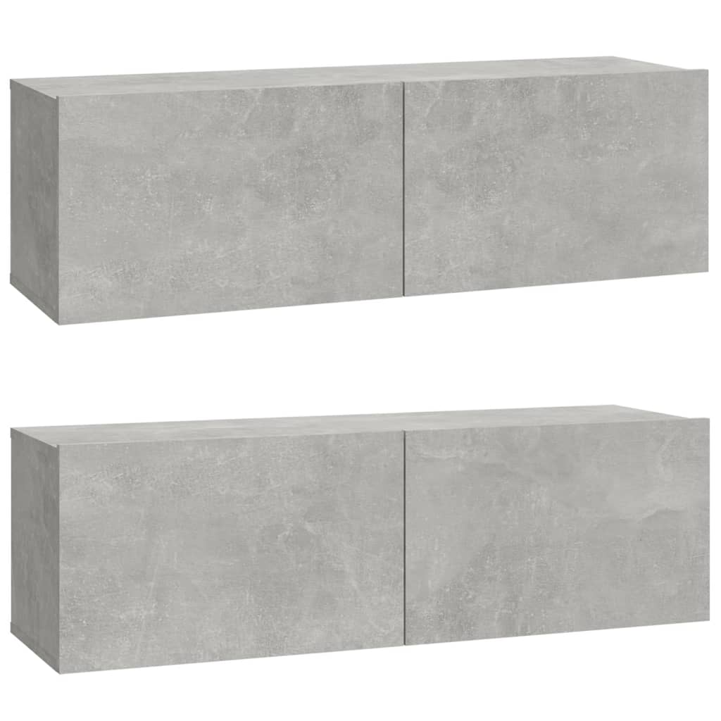 Ensemble de meubles TV 4 pièces en béton gris à base de bois