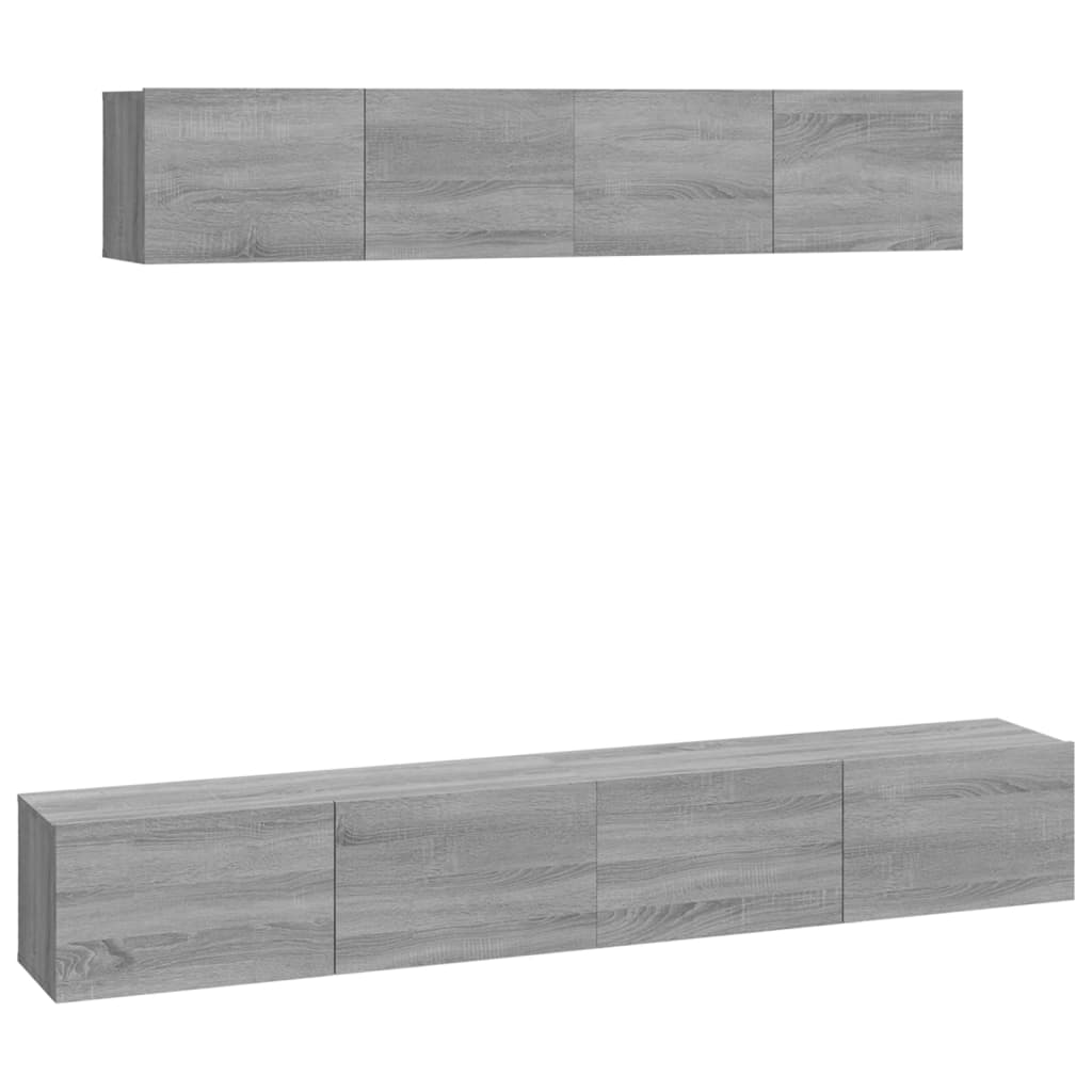 4-tlg. TV-Schrank-Set Grau Sonoma Holzwerkstoff