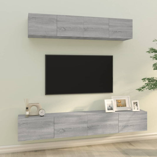 Ensemble de meubles TV 4 pièces, en bois de Sonoma gris