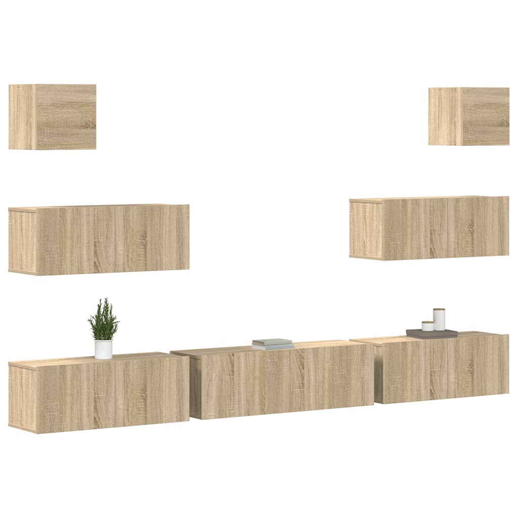 7-tlg. TV-Schrank-Set Sonoma-Eiche Holzwerkstoff