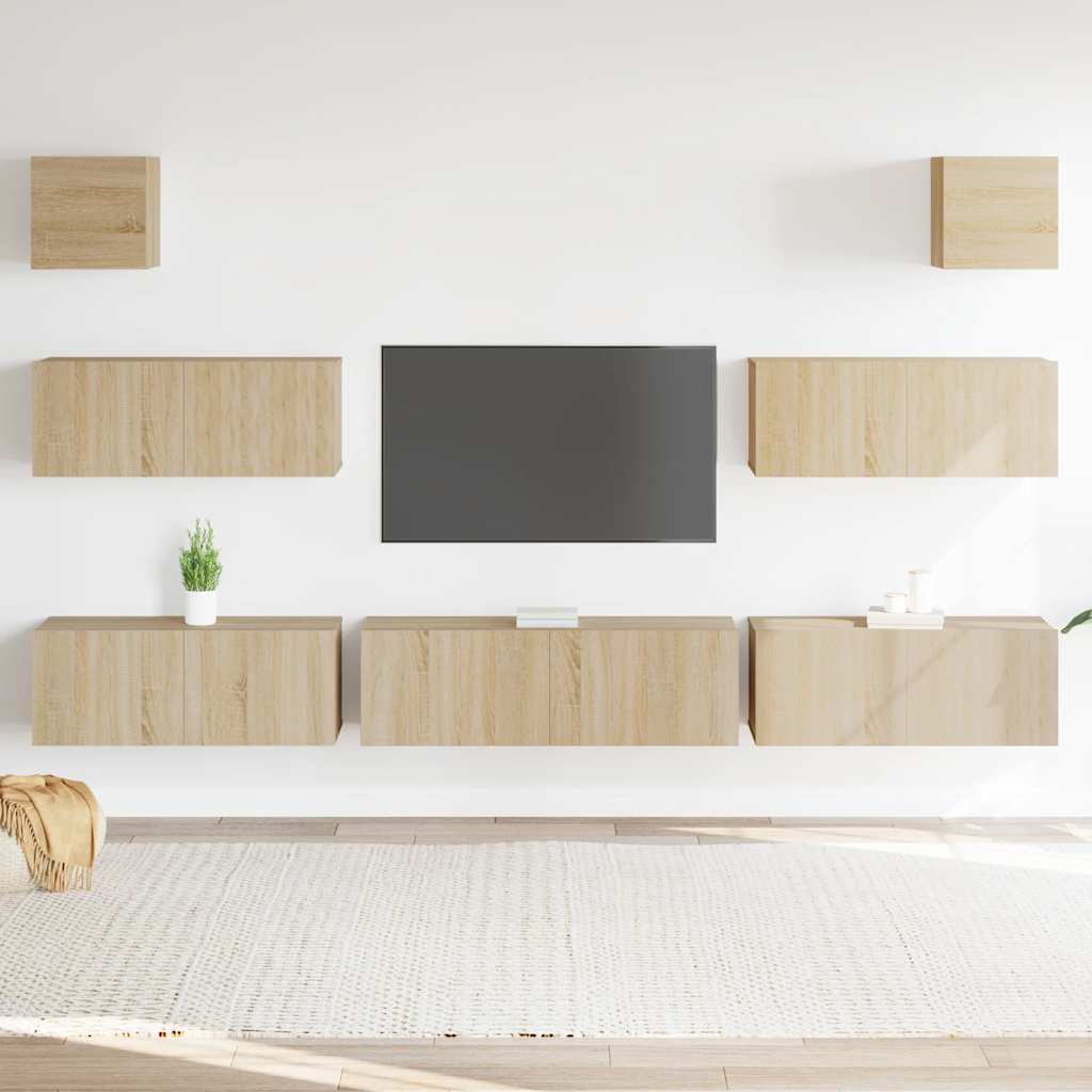 7-tlg. TV-Schrank-Set Sonoma-Eiche Holzwerkstoff