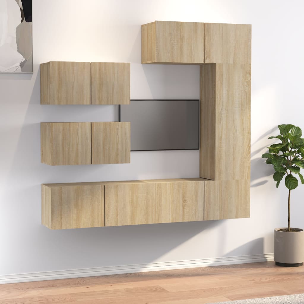 Ensemble de meubles TV 6 pièces en bois de chêne Sonoma