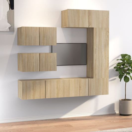 Ensemble de meubles TV 6 pièces en bois de chêne Sonoma