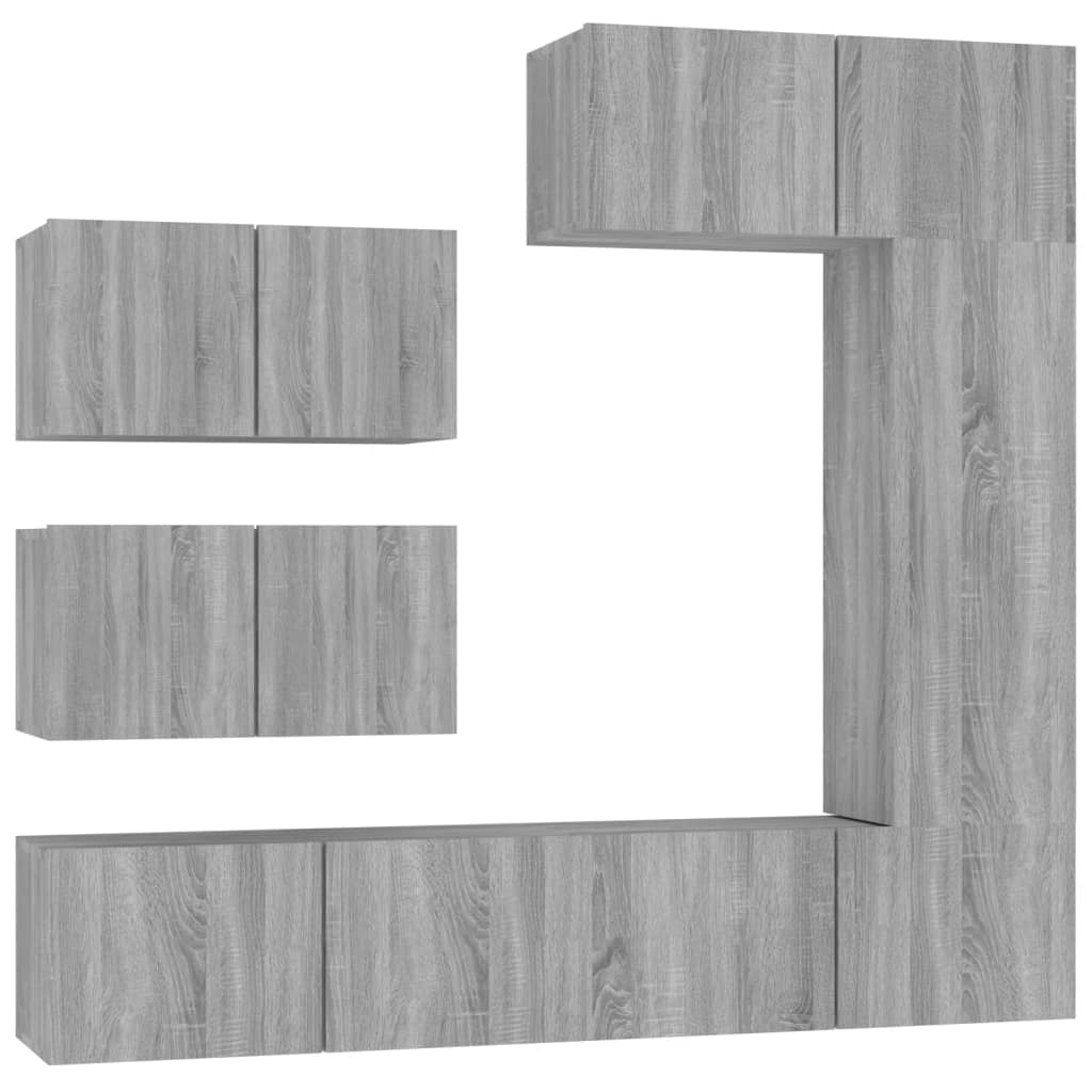 6-tlg. TV-Schrank-Set Grau Sonoma Holzwerkstoff
